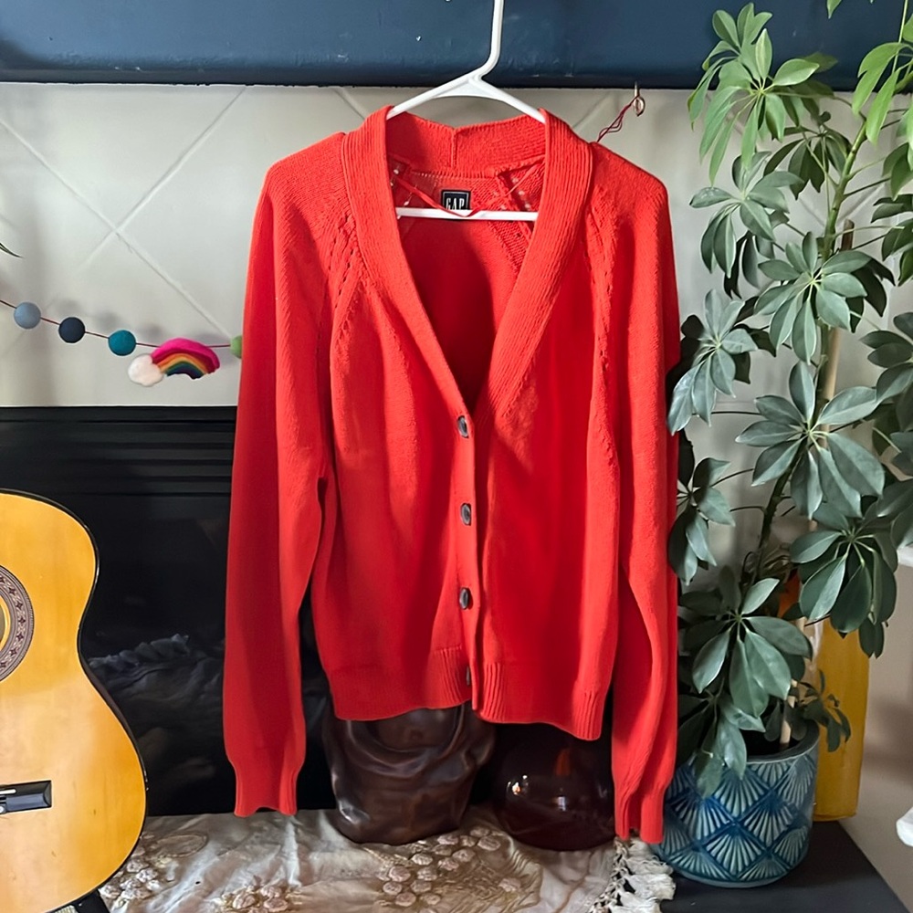 Gap orange sweater cardigan size large Tall